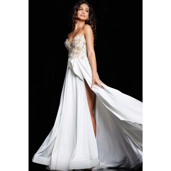 Jovani Black Strapless High Slit Evening Gown 23937, $1500 msrp, SIZE 16 NWT - Picture 13 of 13